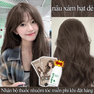 Thuốc nhuộm tóc mềm hương thực vật🎶Lâu dài và không dễ phai🍕nâu xám hạt dẻ，Thuốc Nhuộm Tóc