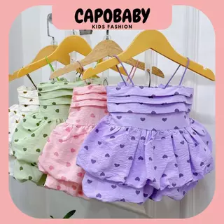 [SH194] Bộ 2 dây bồng xếp ly trước ngực, chất đũi hàn cho bé gái 6-16kg