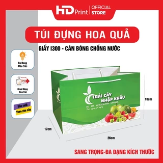 Túi Giấy Đựng Hoa Quả Màu Xanh 1KG, Trái Cây Nhập Khẩu Làm Quà Tặng Lễ Tết Chống Thấm Nước HOÀNG ĐỨC PRINT