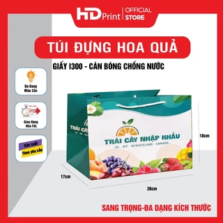 Túi Giấy Đựng Hoa Quả Màu Xanh Đậm 1KG, Trái Cây Nhập Khẩu Làm Quà Tặng Lễ Tết Chống Thấm Nước