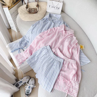 SET SƠ MI KẺ SỌC OVERSIZE + SHORT🕊️