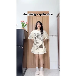 Áo thun chất cotton khô form rộng tay lỡ - cô gái loang