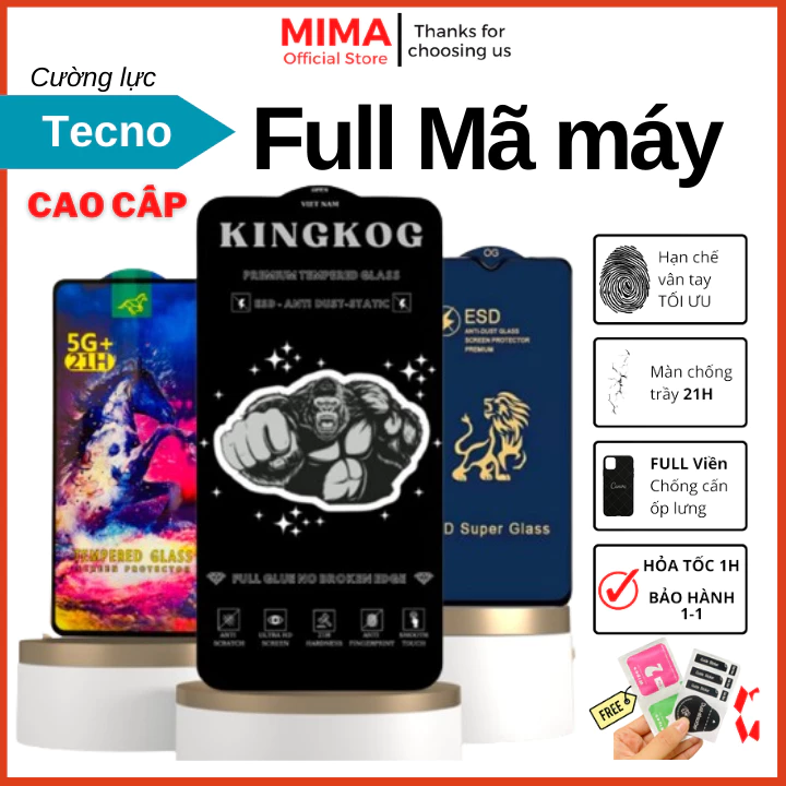 Cường lực KINGKOG Tecno Spark 8 Spark 6 Go Spark 7T Pop 5 Lte Pova neo Pova 4 Pro Spark 10 9 9T 9 Pro Camon 20 Pro