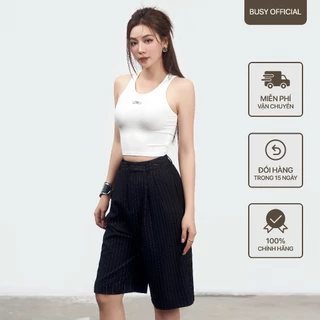 Áo Ba Lỗ Cổ Tròn Nữ BUSY Dáng Croptop Chất Thun Tăm Rayon Co Giãn Ôm Sát BL16C