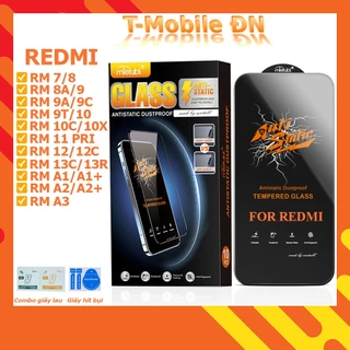 Kính cường lực Full màn cho Xiaomi Redmi 13C 13R 12 12C A1 A2 A3 7 8 8A 9 9A 9C 9T 10 10A 10C 10X Pro 5G chống tĩnh điện