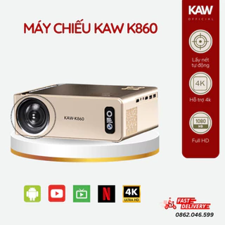 Máy chiếu mini KAW K860 sử dụng trong gia đình, hình ảnh sắc nét, hệ điều hành android có sẵn loa