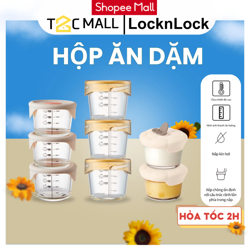 Hộp Thủy Tinh Có Nắp Chén Đựng Đồ Ăn Dặm Cho Bé LocknLock Trữ Đông LLG508S3 LLG542S3IVY T2C Mall