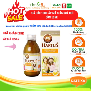 Canxi Hartus dòng Canxi Hartus Strong Bones and Teeth bổ sung vitamin D3, vitamin K, hấp thụ Canxi tối đa (Lọ 150ml)