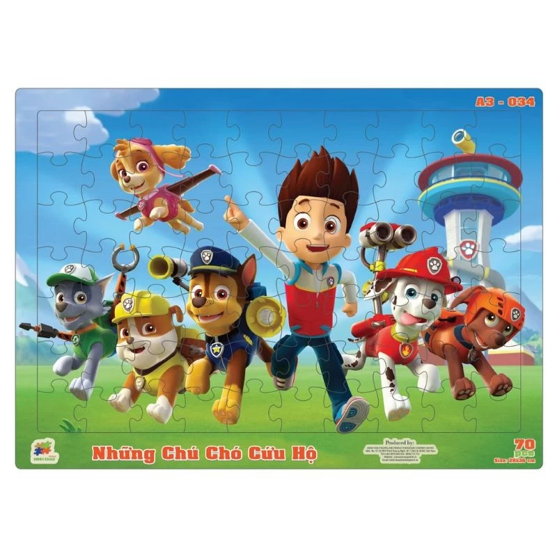 Tranh xếp hình đội chó cứu hộ Paw patrol khổ a3 70 mảnh đồ chơi ghép hình trí tuệ cho trẻ em bé trai