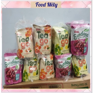 Bán Sỉ 10 túi nước Oishi Trà Trái Cây Tea Go Sundays các Vị Đào,Chanh,Táo,Dâu,Nho túi 180ml