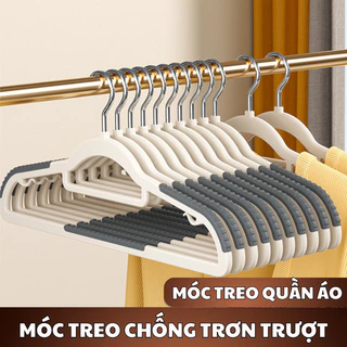 Combo 10 Móc treo quần áo chống trượt xoay 360 đa năng, Móc áo nhựa dẻo bền bỉ chịu được vật nặng