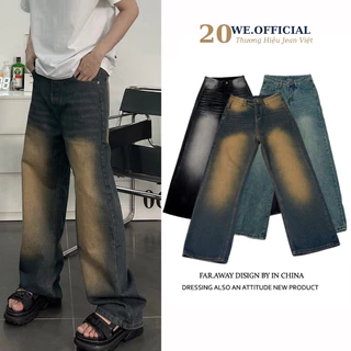 Quần nam RETRO wash ống rộng 20WE, Quần jean nam chất bò dáng baggy suông màu xám đen trầm chất jeans dày dặn QT-2024