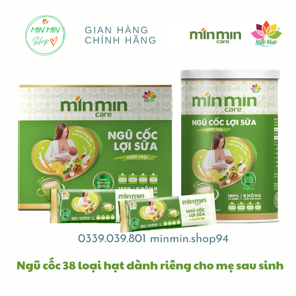 Ngũ cốc lợi sữa Min Min Care dành cho mẹ sau sinh 38 hạt dinh dưỡng - hộp 500g