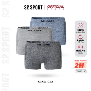 Combo 3 quần boxer nam S2 SPORT sịp đùi kháng khuẩn hút ẩm cực tốt, co giãn thoải mái - SBX01.CB3