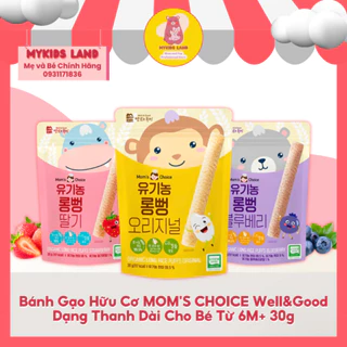 [DATE T3.2025] Bánh Ăn Dặm Gạo Lứt Hữu Cơ Thanh Dài MOM'S CHOICE Well&Good Hàn Quốc Cho Bé Từ 6m+ - Túi 30g