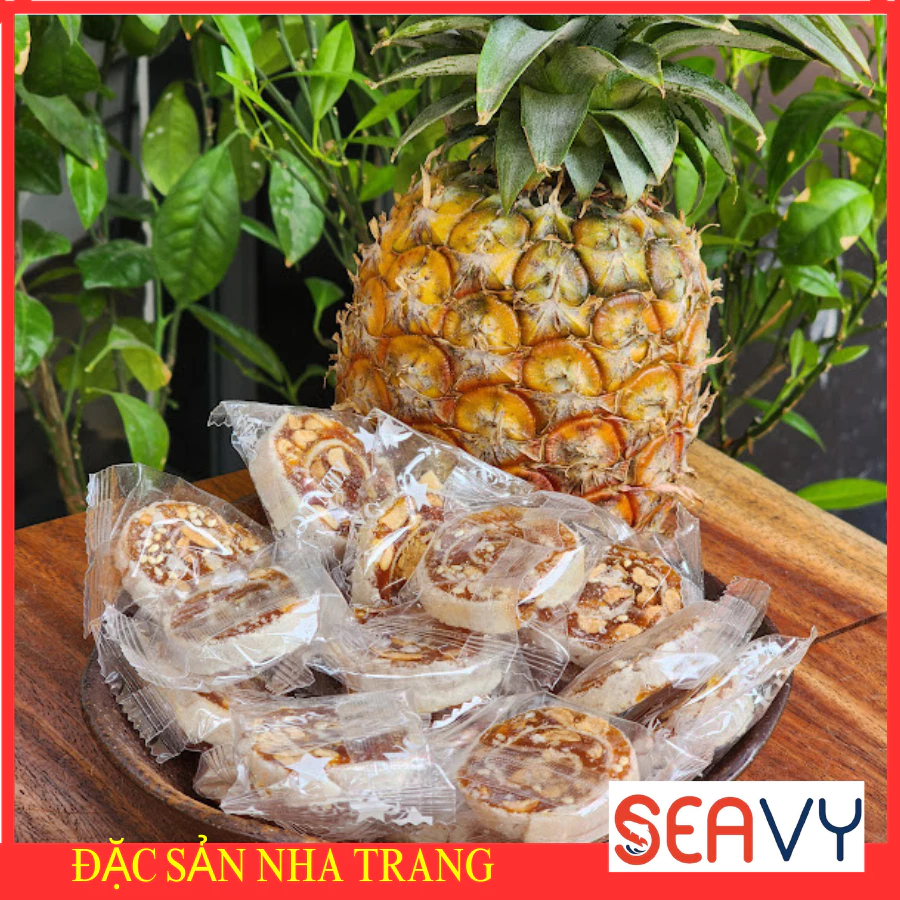 Kẹo Khóm tươi dẻo mềm cuộn bánh tráng, ít đường đặc sản Việt Nam hộp 220g - Seavy