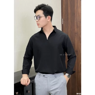 Sơ mi nam 155 cổ V trơn trẻ trung DUYSHOP Menswear