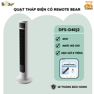 Quạt điện dáng tháp có điều khiển từ xa Bear DFS-D40J2, 40W, Xoay 90 độ, Hẹn giờ 8 Tiếng,BH 18 Tháng