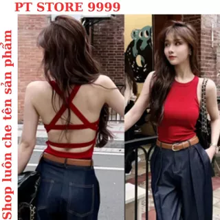 Áo bra dáng dài hở lưng dây đan chéo đệm ngực may liền Ptstore  A620