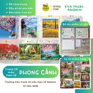 Tranh tô màu theo số, tranh tô màu số hóa tổng hợp Phong Cảnh Madoca - Có Khung 40x50cm