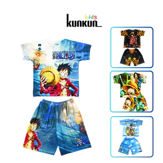 Quần áo bé trai Thun lạnh in 3d hình vua hải tặc Luffy Kunkun Kid TP436-1105-1124-667-Đồ bộ trẻ em size đại từ 10 - 60kg