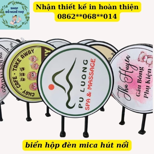 Biển Hiệu MIKA, Biển Hút Nổi Có Đèn,Có nhậnThiết Kế 2 Mặt,Có Thanh Treo tiện lợi (kt 60*60)