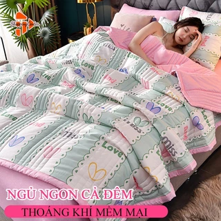 Chăn Mùa Hè SHOPPING, Chăn Ngủ Hai Mặt Vải Cotton Thoáng Khí Hút Ẩm Tốt, Chăn Điều Hòa Mùa Hè