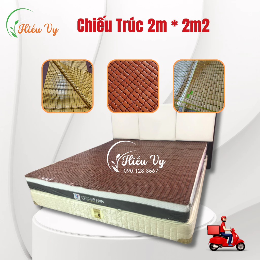 Chiếu trúc 2m*2m2 không viền hạt nâu và hạt vàng