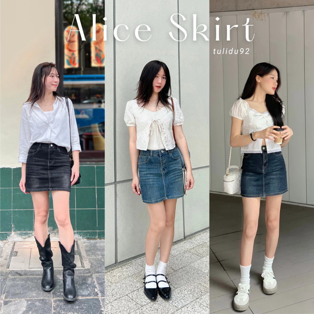 Chân Váy Jean Co Giãn "Alice Skirt" by Tulidu Chân Váy Bò Nữ Dáng Ngắn Form Hàn Chất Mềm Mịn Cao Cấp