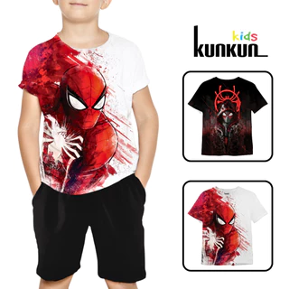 Áo bé trai Thun lạnh in hình 3D người nhện Spiderman Kunkun Kid AD0025-AD0026 (Quần mua riêng)