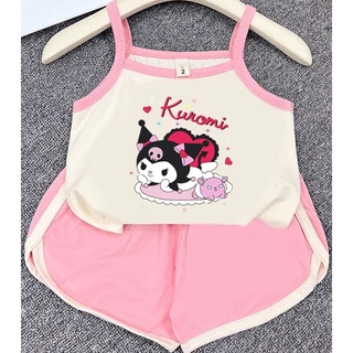 Đồ bộ bé gái SAM kids hai dây quần tim Kuromi có size đại mặc mùa hè 8-40kg