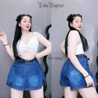 Quần Váy Jeans Bigsize Nữ,Váy Ngắn Chữ A Lưng Cao Có Quần 58kg-95kg Mã GV2