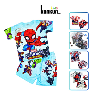 Quần áo bé trai in 3d hình người nhện spiderman Thun lạnh KunKun Kid TP407-534-270-119-830 - đồ bộ trẻ em từ 10-60kg