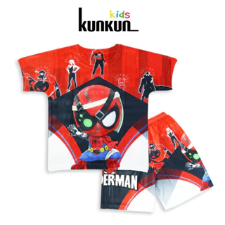 Quần áo bé trai Kunkun Kid TP606 in 3d hoạt hình Người nhện Spiderman chất Thun lạnh size đại từ 10-60kg