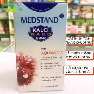 Medstand Kalci Nano Gold giảm nguy cơ loãng xương ở người cao tuổi và còi xương ở trẻ em.Lọ 60 viên.