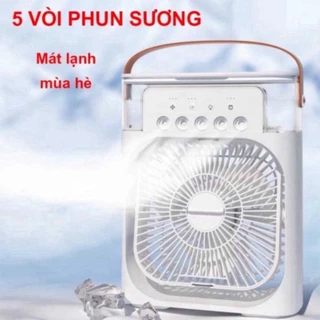 Quạt Điều Hòa Phun Sương Hơi Nước Mini Để Bàn 3 Chế Độ Tích Hợp Led, Chế Độ Hẹn Giờ Sử Dụng Cổng Sạc USB Tiện Dụng