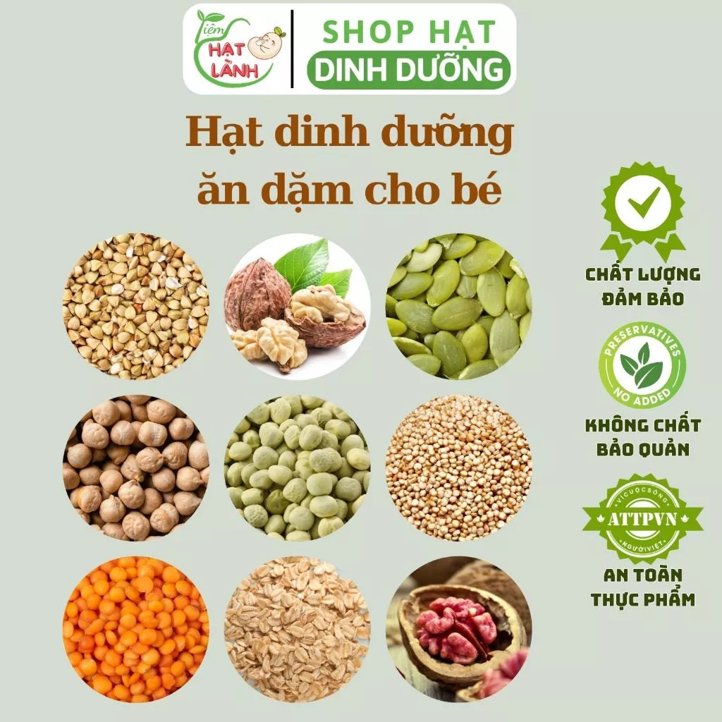 Hạt dinh dưỡng nấu ăn dặm cho bé từ 6 tháng, tăng cân, hấp thu tốt, giàu DHA và chất xơ