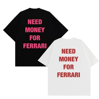 Áo Thun REUNION NMFF Đen / Trắng - REUNION NEED MONEY FOR FERRARI Tshirt Tay Lỡ