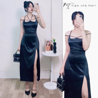 LAMI DRESS Đầm lụa đi tiệc xẻ tà tôn dáng - Tiệm nhà Hari