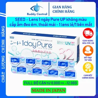 Lens Seed 1 ngày không màu 1day Pure moisture có độ cận (1chiếc lẻ/1bên mắt) - Buddy Central