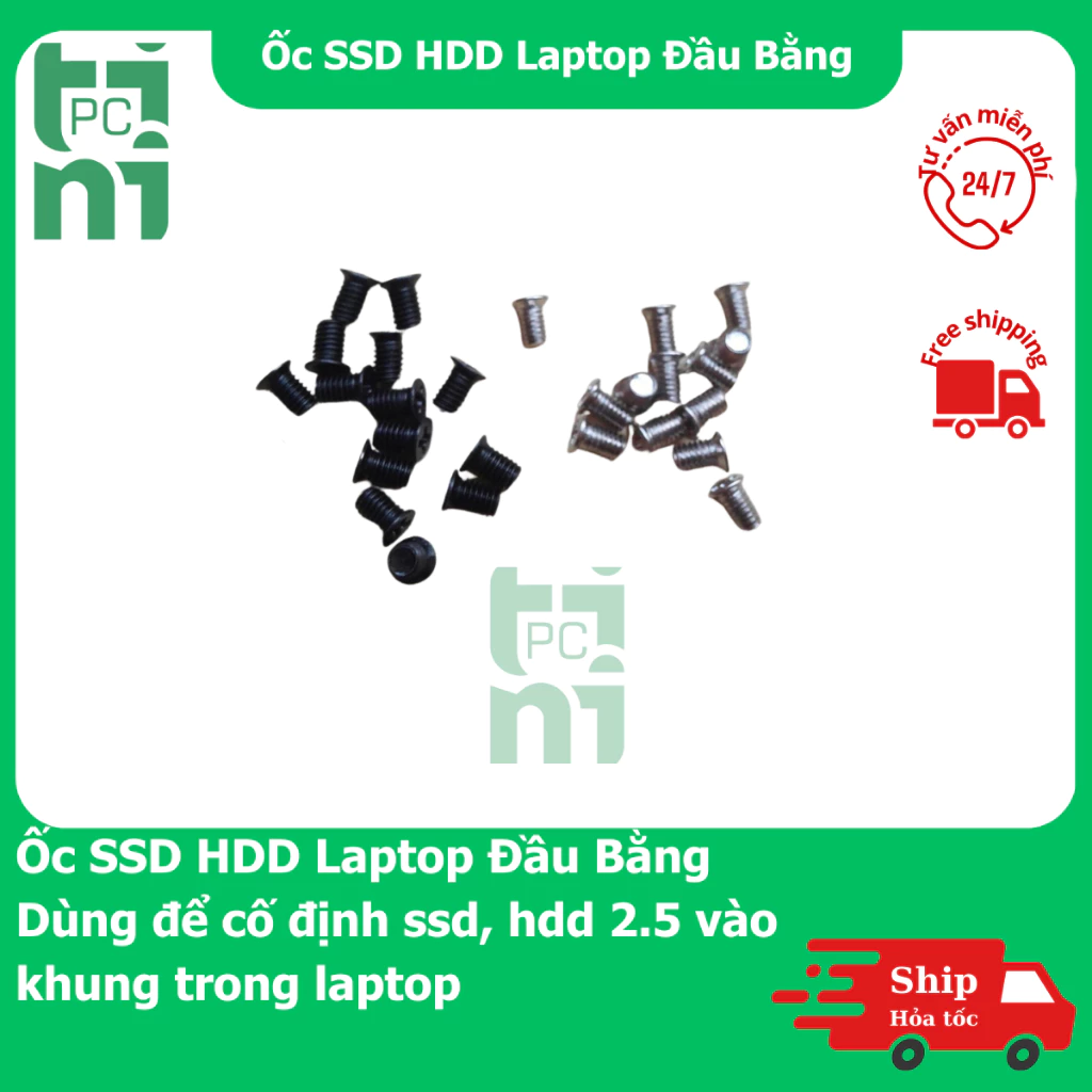Ốc Gắn Ổ Cứng SSD HDD Laptop 2.5 Inch Đầu Bằng M3 Cố Định Khung Sườn