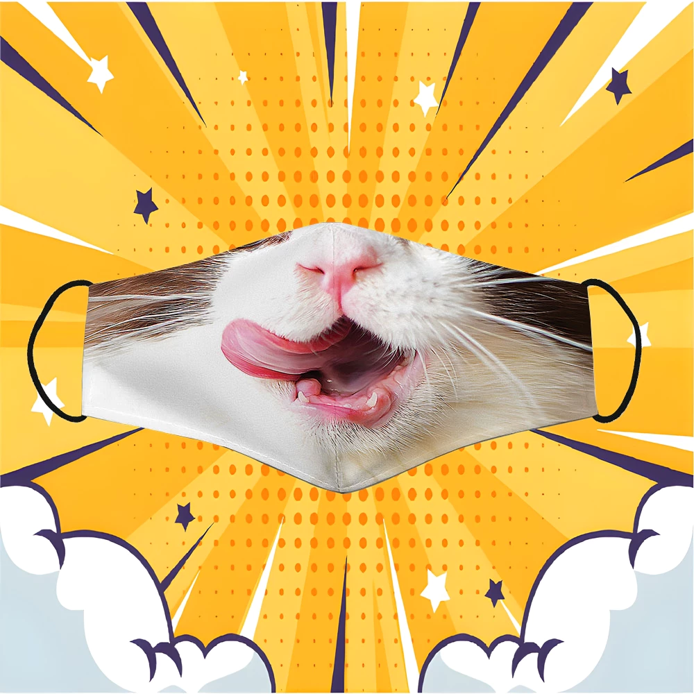 Khẩu Trang Mèo Lè Lưỡi Cute Có Thể Giặt Và Tái Sử Dụng Nhiều Lần Giá Rẻ