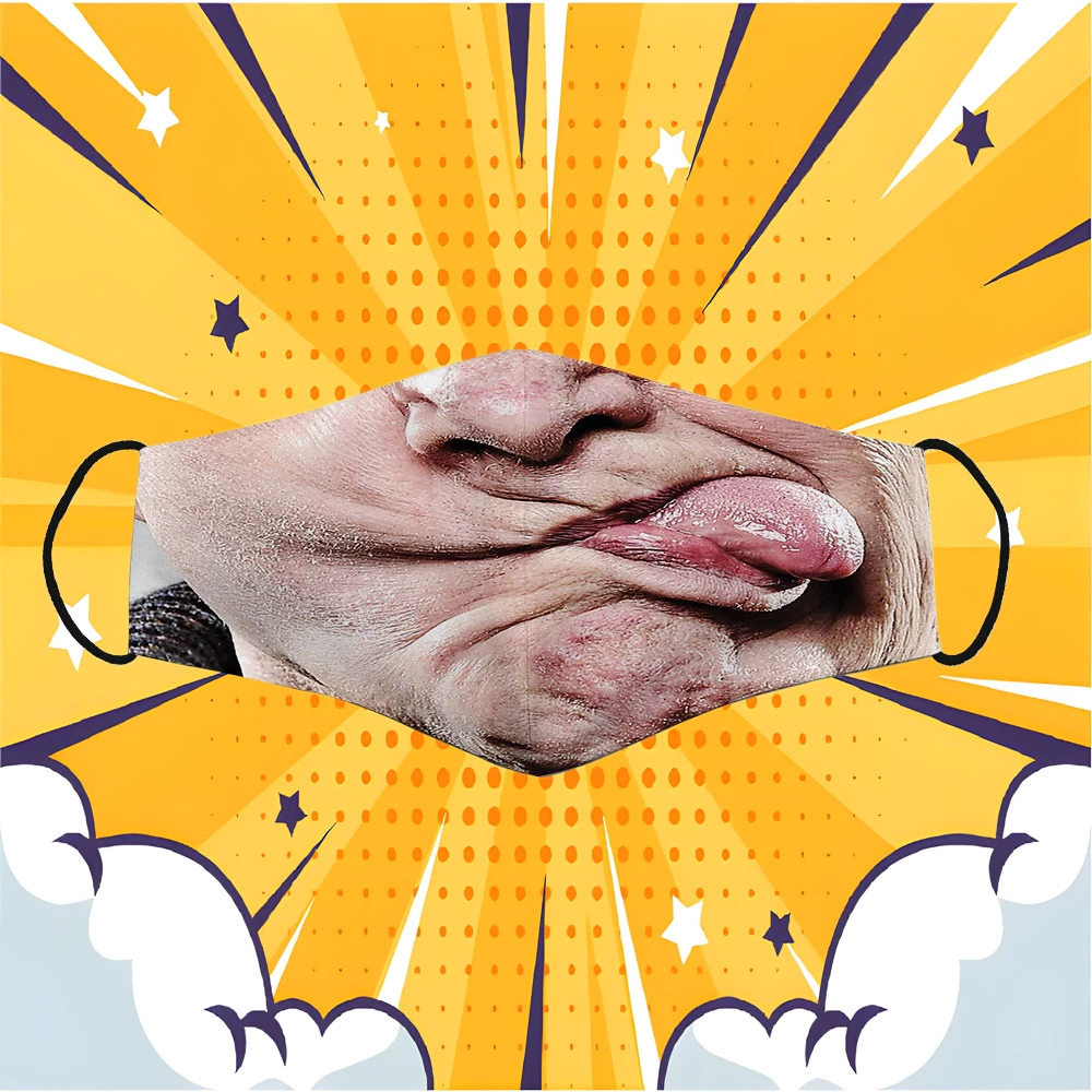 Khẩu Trang Ông Già Lệch Mồm Lưỡi 3D Mặt Troll Hài Hước Giá Rẻ Đeo Thoải Mái