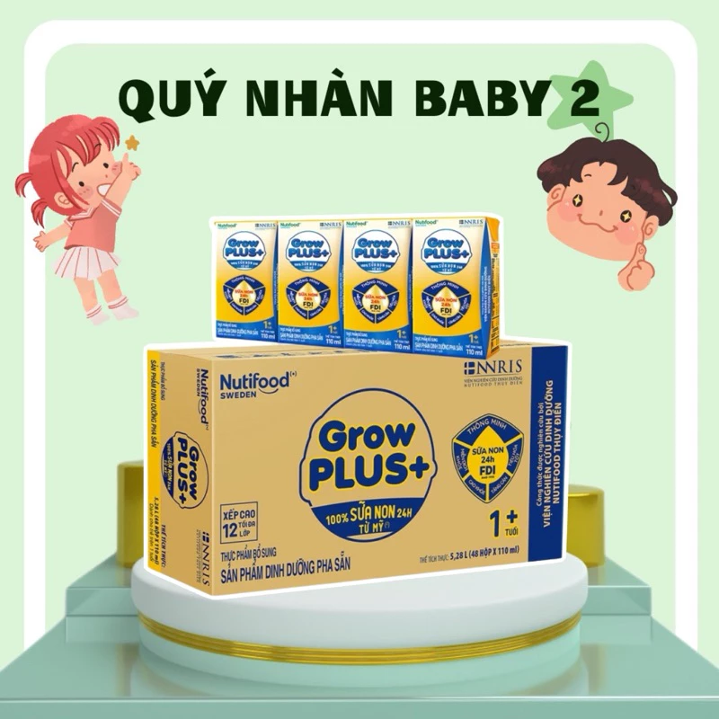 Thùng Sữa Bột Pha Sẵn GrowPLUS+ Sữa Non Tăng Đề Kháng 110ml - Trên 1 Tuổi (48 Hộp x 110ml)