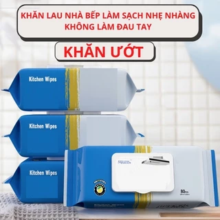 Khăn Lau Bếp Đa Năng, Giấy Ướt Lau Bếp Siêu Sạch Gói 80 Tờ Không Độc Hại Không Gây Kích Ứng Da