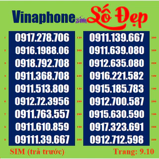 SIM SỐ ĐẸP vina 09-T234,9,10 - Dễ Nhớ - Phong Thuỷ - Cặp gánh, SIM Vina nhiều người yêu  thích