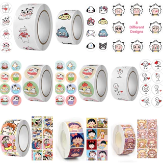 Cuộn sticker 500 tem hoạt hình ngộ nghĩnh, nhãn dán cute đáng yêu