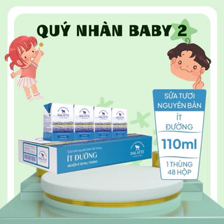 Thùng 48 hộp DALATTE 110ml SỮA TƯƠI NGUYÊN BẢN tiệt trùng - Ít đường - 48 hộp - Giữ trọn nguyên bản, trao trọn tốt lành