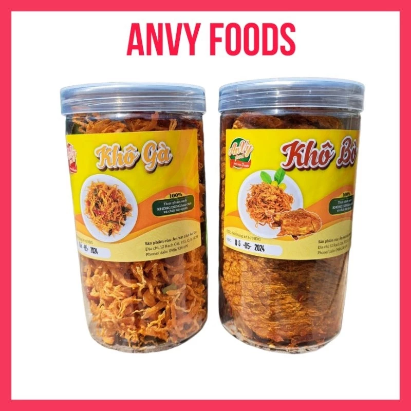 [ Combo 500Gr ] Khô Bò Miếng Mềm 250gr + Khô Gà Lá Chanh 250gr