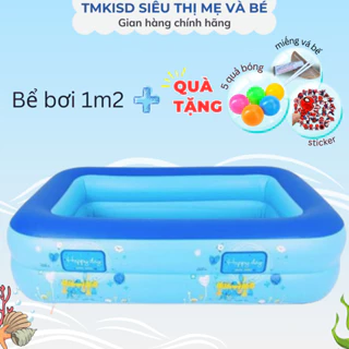 Hồ bơi cho bé 1m2 chống trơn trượt 🐋FREESHIP🐋 Bể phao bơi cho bé thành bể gồm 3 tầng thành cao rộng